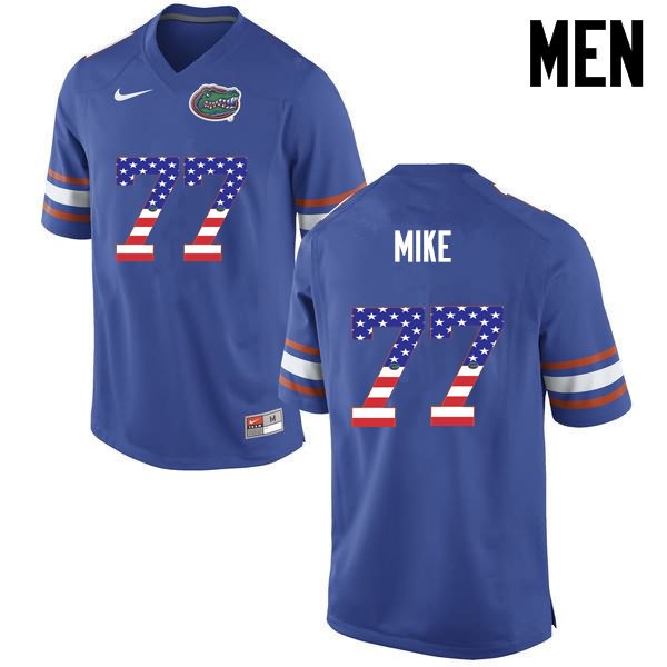 NCAA Florida Gators Andrew Mike Men's #77 USA Flag Fashion Nike Blue Stitched Authentic College Football Jersey LQT6364UV